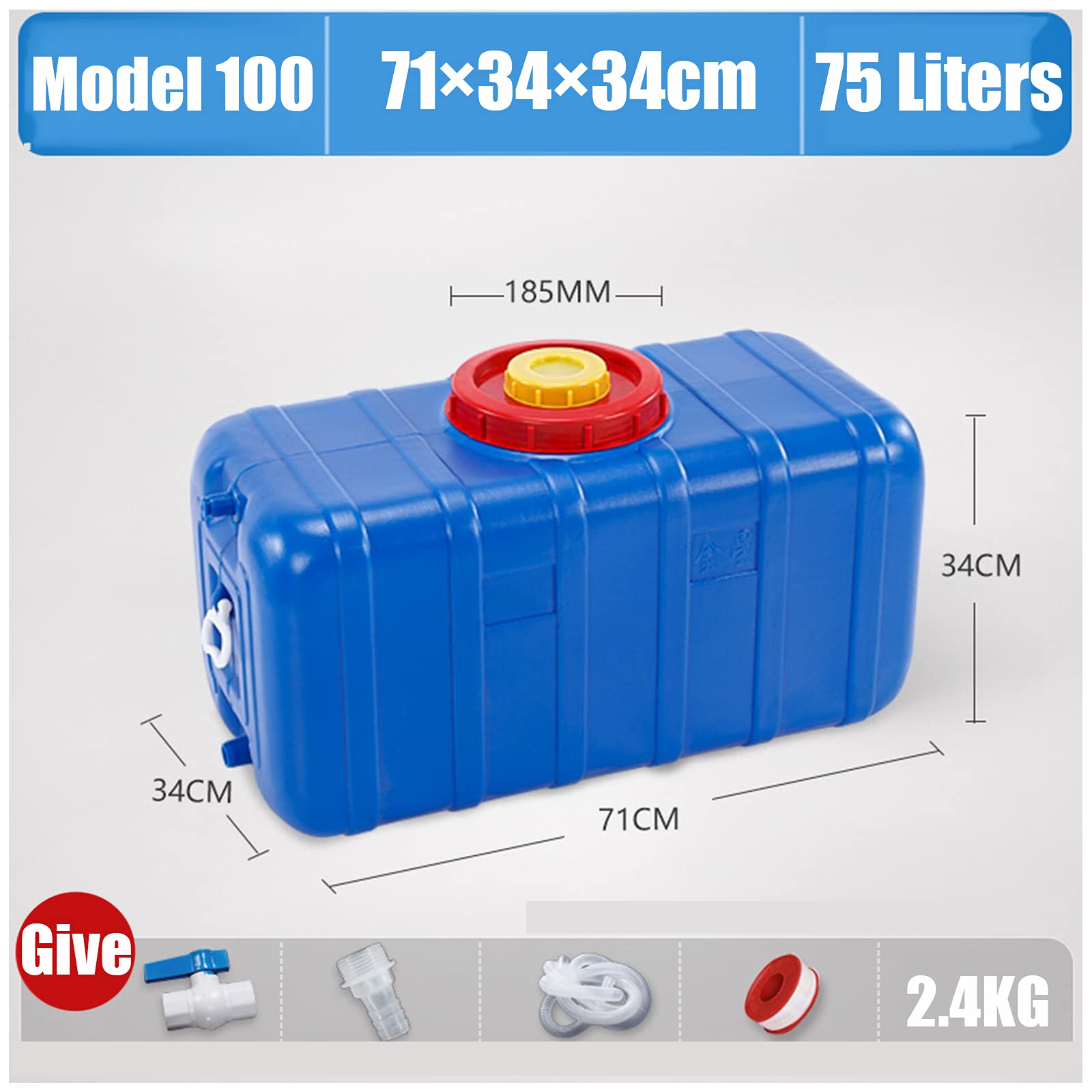 Wasserkanister camping Blau 25L/50L/75L/110L/155L Outdoor-wassertank Mit Wasserhahn Dicken Kunststoff-wasservorratsbehälter Portable Home Storage Eimermit Griff，Wassertank Für Fahrzeug Campi(Size:75L)