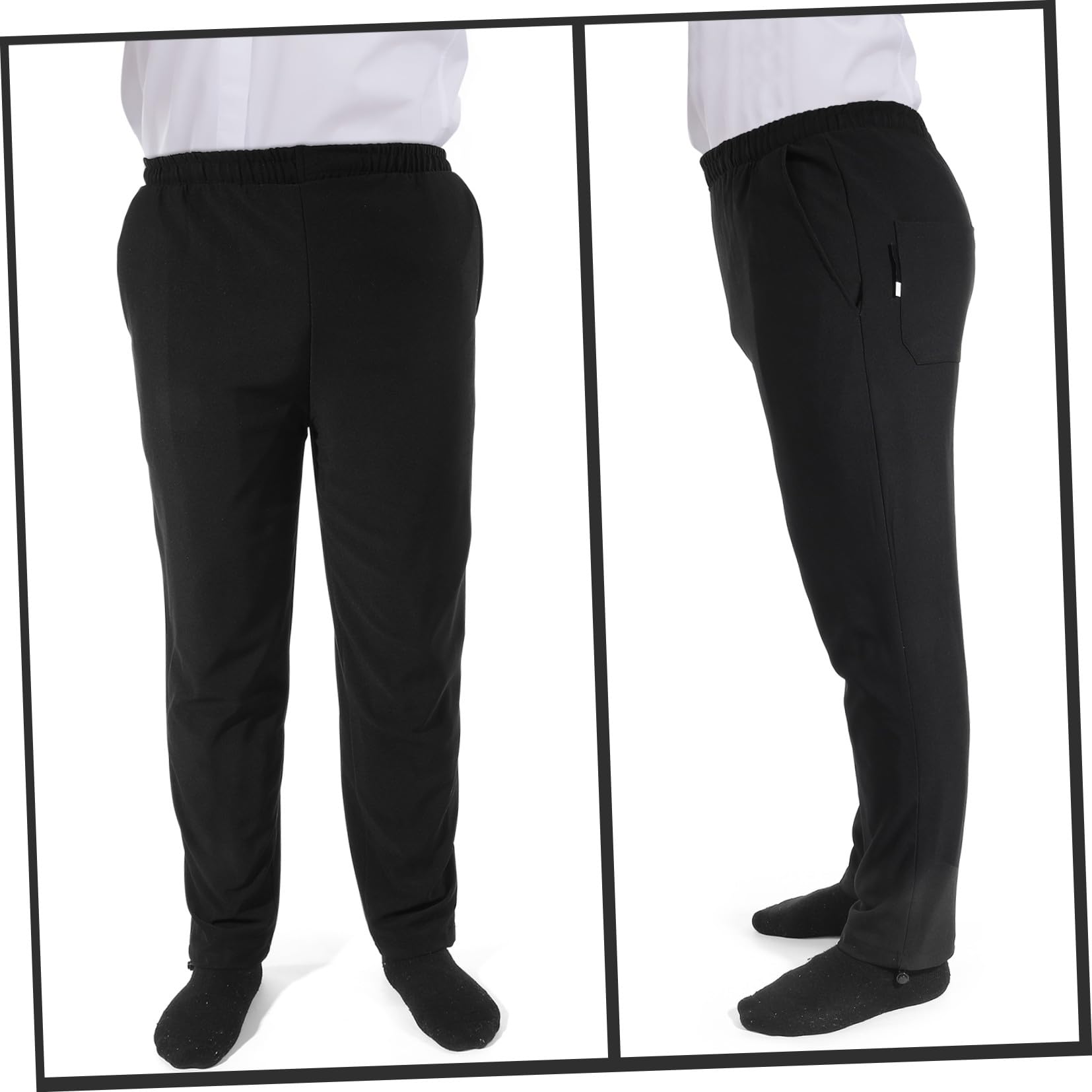 Pantaloni da per Chef in Poliestere Traspiranti e Resistenti S Nero Uniforme Canteen per Cucina Professionale e Facili da Lavare