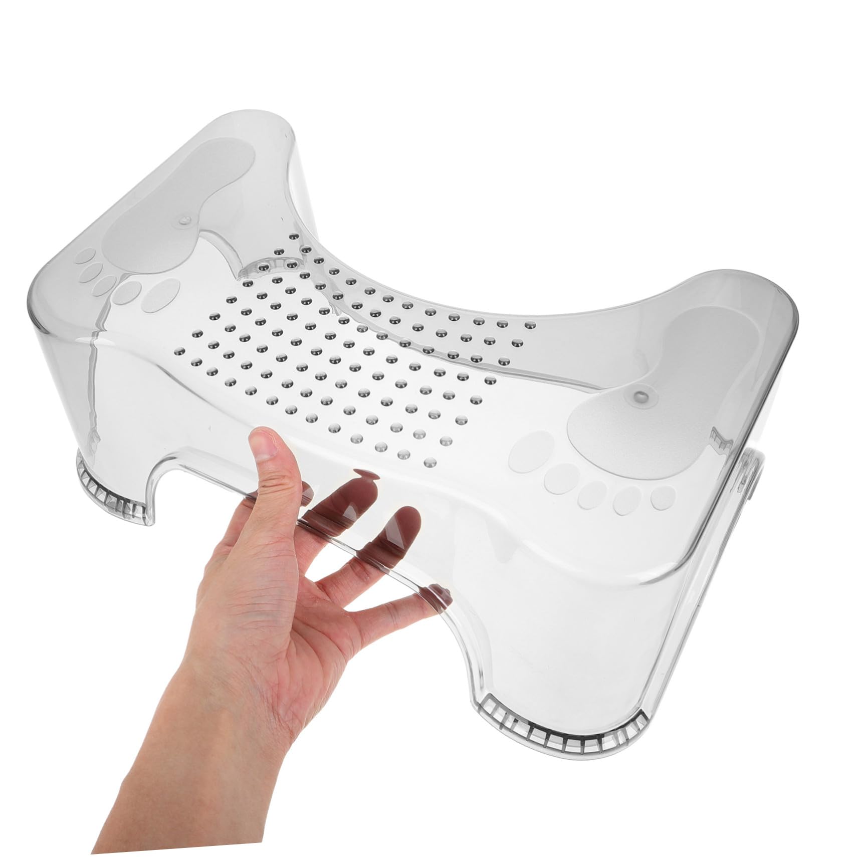 Hemobllo Taburete de Baño para Niños Pequeños y Reposapiés Antideslizante, Altura Ajustable, Plástico Duradero, Diseño Elevado para Entrenamiento en Baño, Color Gris Translúcido, Uso