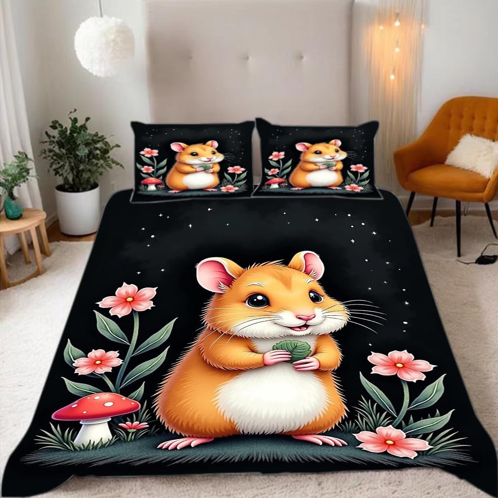 Housse de couette 220x240 hamster fine et zippée pour enfiler votre couette sans effort