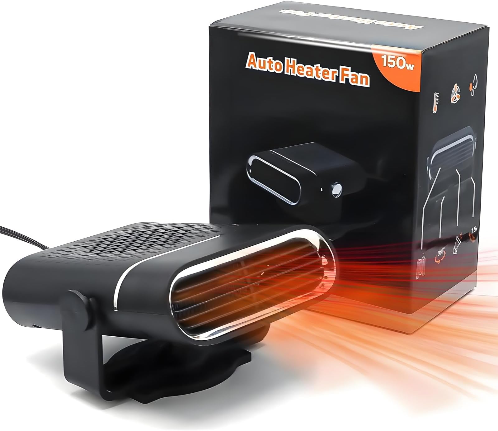 Portable Car Heater,12V 150W Fast Heating & Cooling Fan,Car Heater that Plugs into Cigarette Lighter with 360° Rotary Portable Car Heaters for Vehicle,Car,RV,SUV (Black)