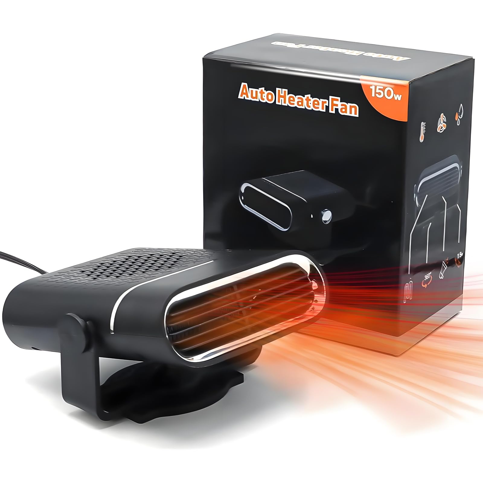 Portable Car Heater,12V 150W Fast Heating & Cooling Fan,Car Heater that Plugs into Cigarette Lighter with 360° Rotary Portable Car Heaters for Vehicle,Car,RV,SUV (Black)