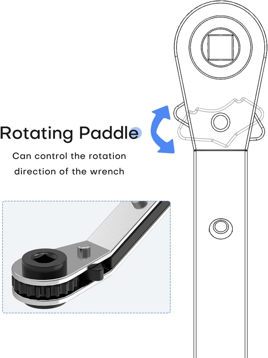 HVAC Service Wrench, Refrigeration Wrench Set 3/8" 5/16" 3/16" 1/4" Ratchet Curved Wrench Tool with 2 Hex Bit Adapter Kit UIInosoo for Air Conditioner, Refrigeration Equipment