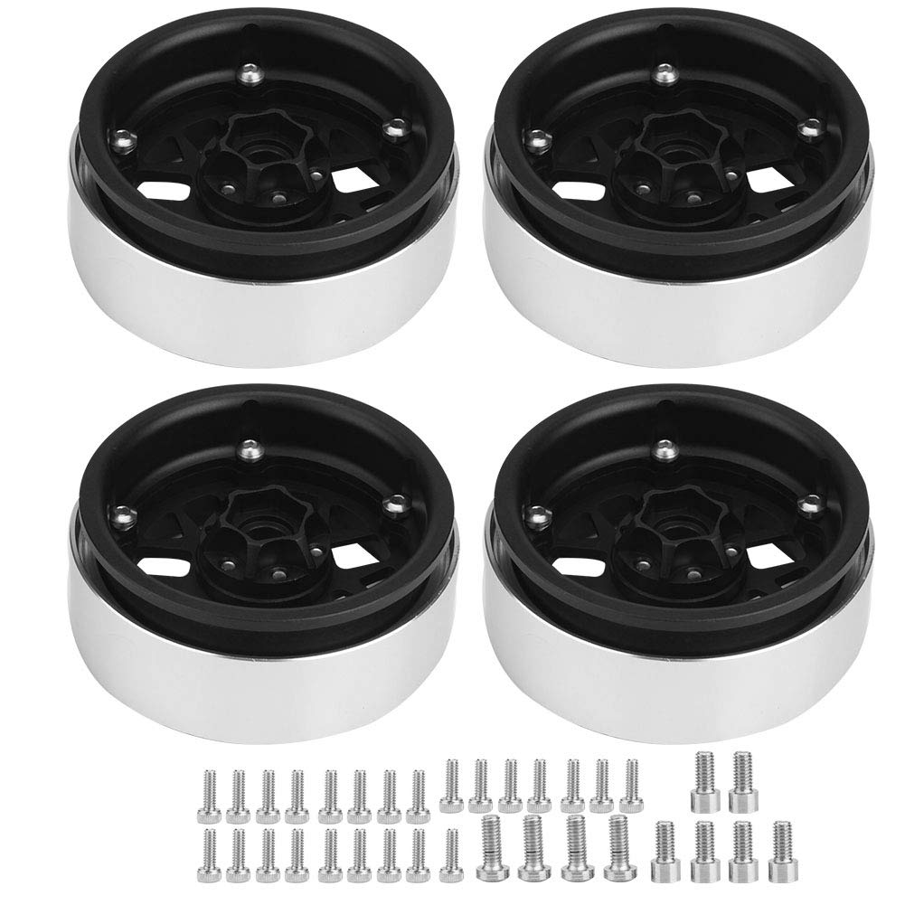 plplaaoo RC Beadlock Llanta Hubs Universal Metal Durable Conducción Estable para 1/10 Control Remoto Crawler Car Color Plata 63 mm Diámetro 4 Piezas Set