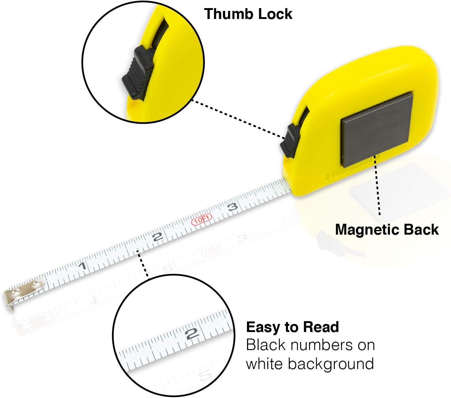 10' Tire Stagger Tape Measure with Magnetic Back (4 Pack)