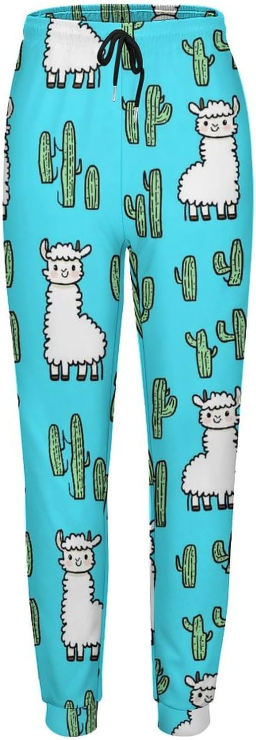 Cute Alpacas Cactus Llamas Trousers Pants for Women Sweatpants Hiking Pants Sport Gym Joggers with Pockets