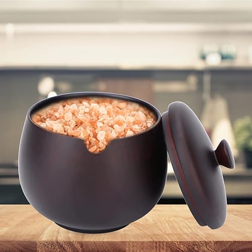 Miniatura 6 de Caja de sal de madera para condimentos de especias, tarro de condimentos de azufaifo agrio, tarro japonés a prueba de polvo, clásico tarro de