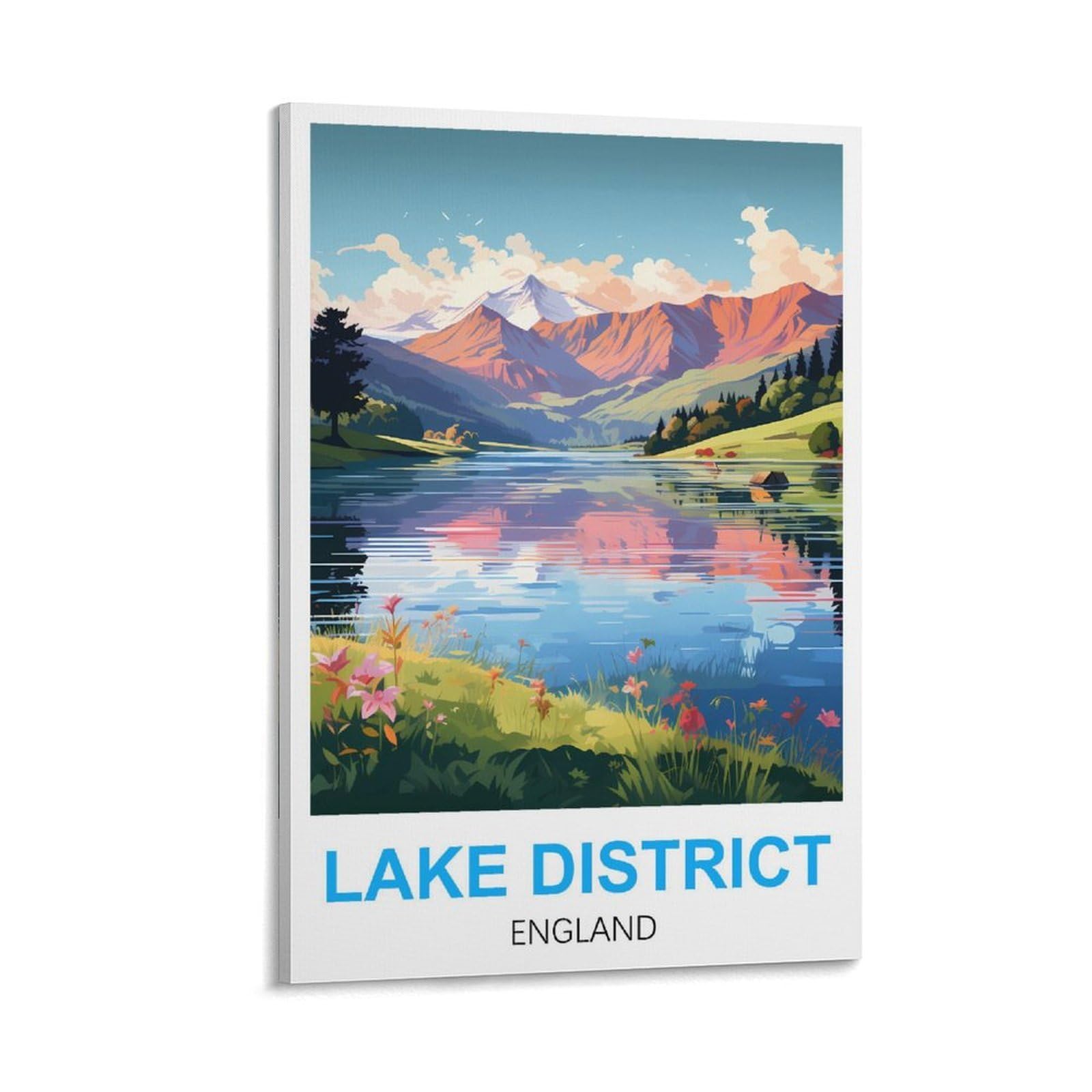 Nhgeqaa Frame-Style Lake District England Vintage Travel Posters 08X12inch(20X30cm) Canvas Wall Art Print Picture