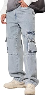 The Souled Store Denim: Washed Blue Men and Boys Buttoned Cotton Blend Baggy Fit Jeans Price In India