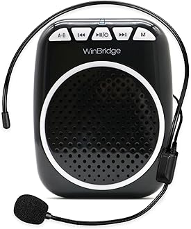 WinBridge W WB001 Rechargeable Ultralight Portable Voice Amplifier Waist Support MP3 Instrument Microphones Systems -Black