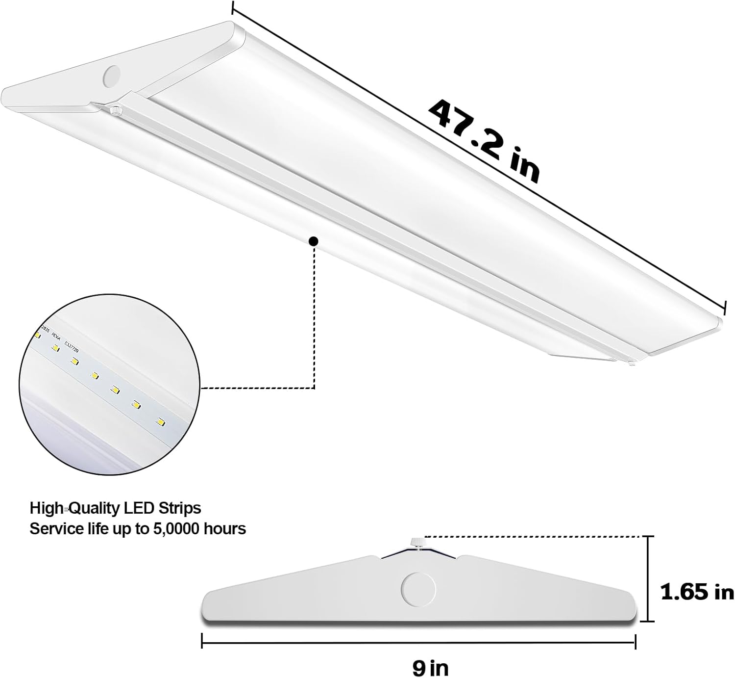 ANTLUX 72W 4FT LED Wraparound Light, Ultra Slim LED Shop Garage Lights Flush Mount, 8000 Lumens, 4000K, No Glare, 4 Foot Wrap Office Ceiling Lighting Fixture, Fluorescent Tube Replacement, 4 Pack