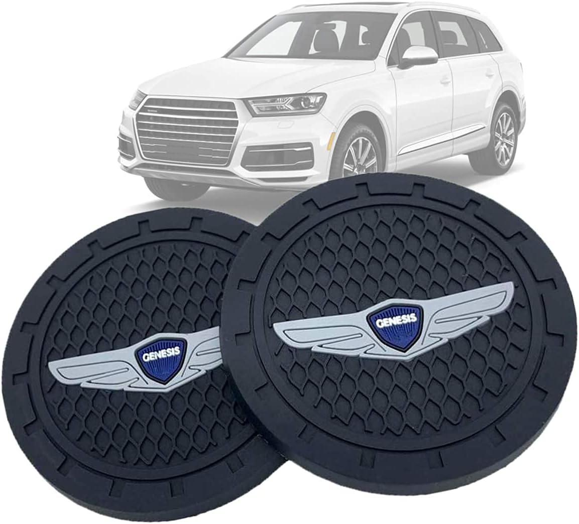 2.75 Inch Diameter Oval Tough Car Logo Vehicle Travel Auto Cup Holder Insert Coaster Can 2 Pcs Pack (fit Genesis)