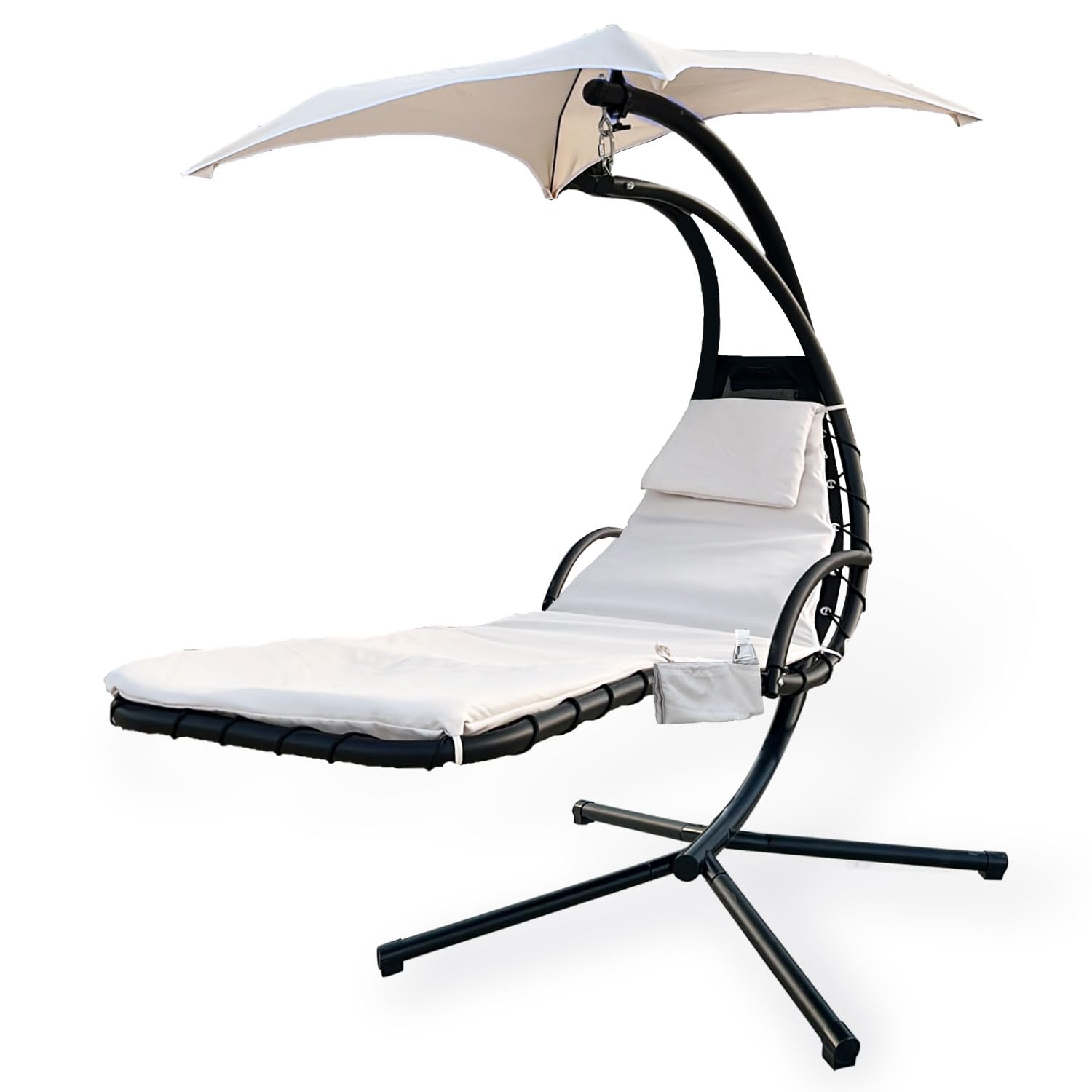 Photo 1 of Outdoor Hanging Lounge Chair Replacement Cushion Cover and Umbrella Fabric, Suitable for Curved Chaise Lounge Swinging Hammock Chair Pads, Waterproof Soft Fabric (Cushion Not Included) , Khaki