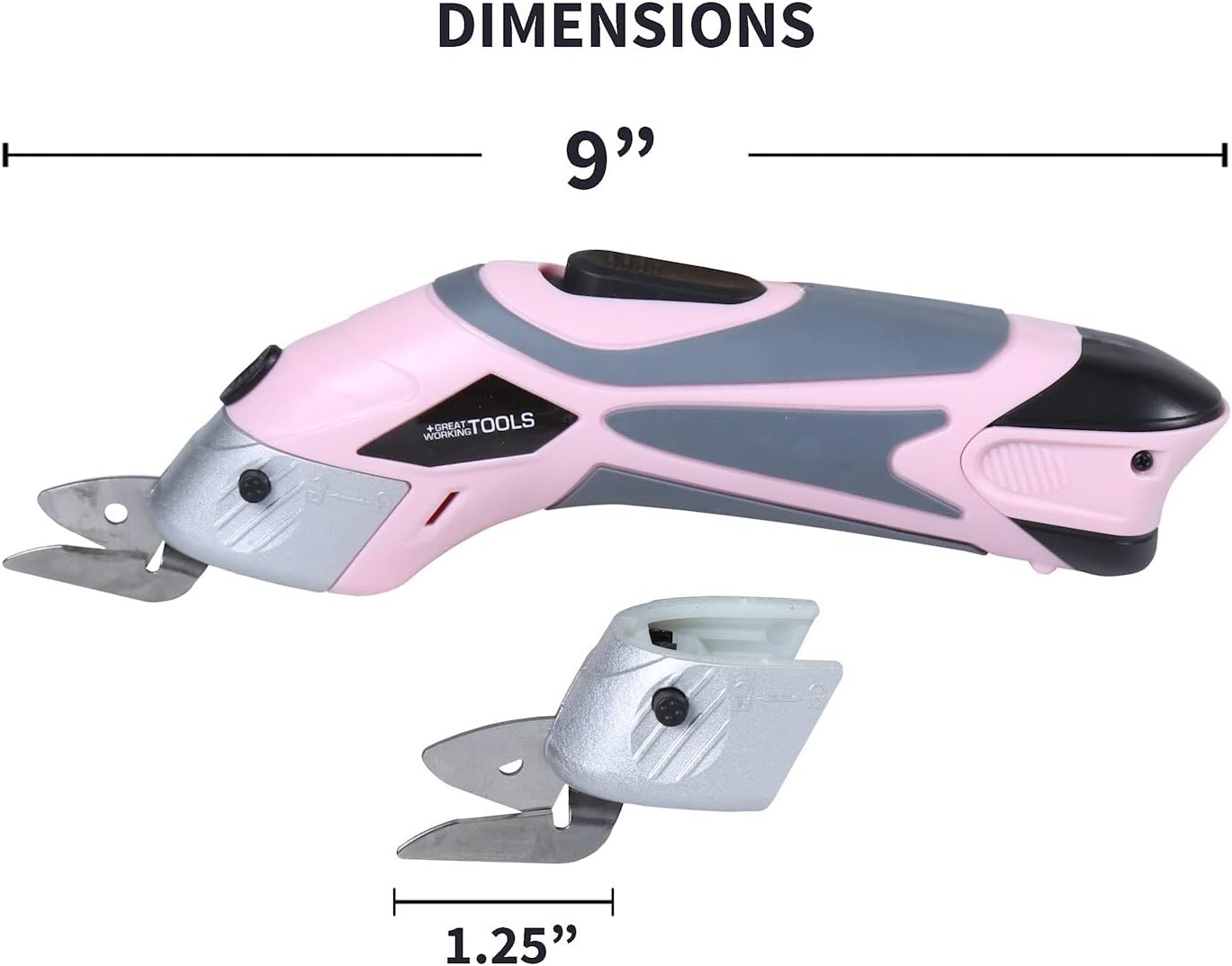 GREAT WORKING TOOLS Electric Scissors Box Cutter Electric Fabric Scissors Cordless Electric Scissors Rechargeable Scissors - Pink, 2 Blades