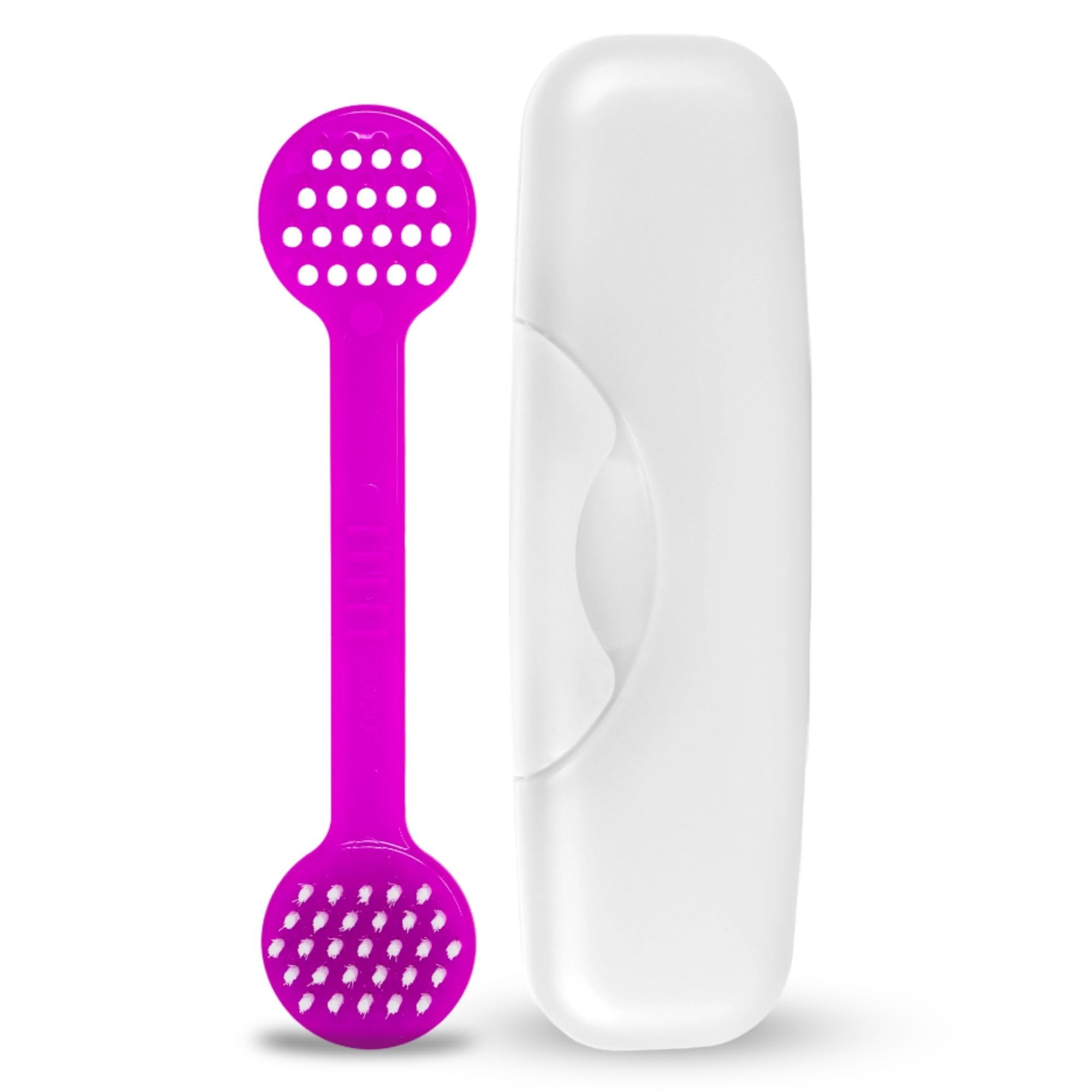 Photo 1 of RADIUS Tongue Cleaner - Professional 2-in-1 Tongue Scraper and Brush for Fresh Breath - BPA-Free and Non-Toxic Oral Care - 1 CT - Fuchsia