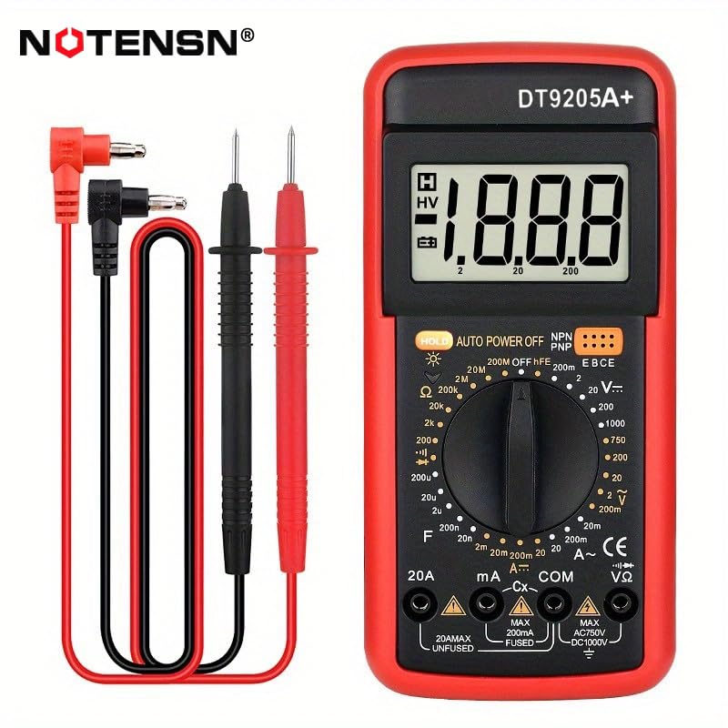 DT9205A+ Digital Multimeter, 1000V True RMS Auto-Ranging Voltmeter, Professional Electrician Tools with Temperature/Diode/Continuity Test, Anti-Burn & Full Protection for Home/Car/Industrial Use