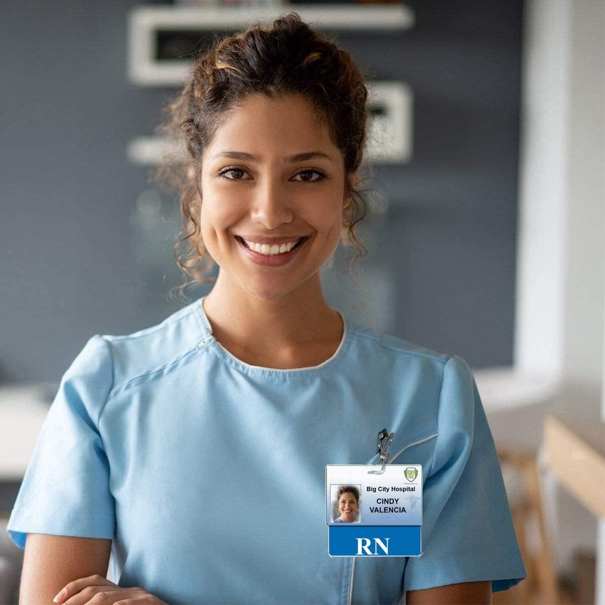 Bulk 50 Pack - RN Horizontal Badge Buddies for Nurses with Blue Border - for Easy Roll Recognition of Registered Nurses by Specialist ID
