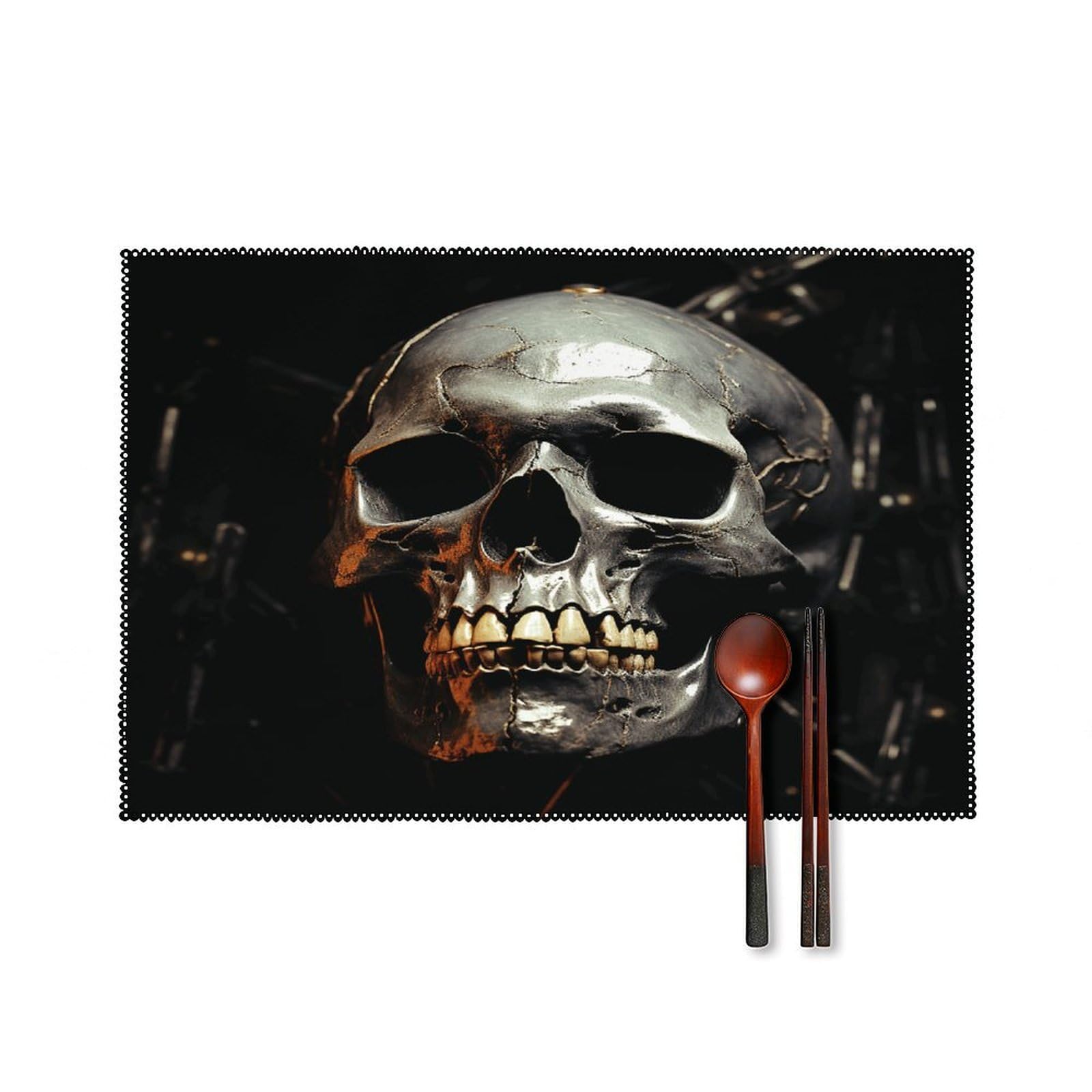 Fodpand Style Eerie Scary Skull Placemats Set Of 4 Place Mats Table Mats