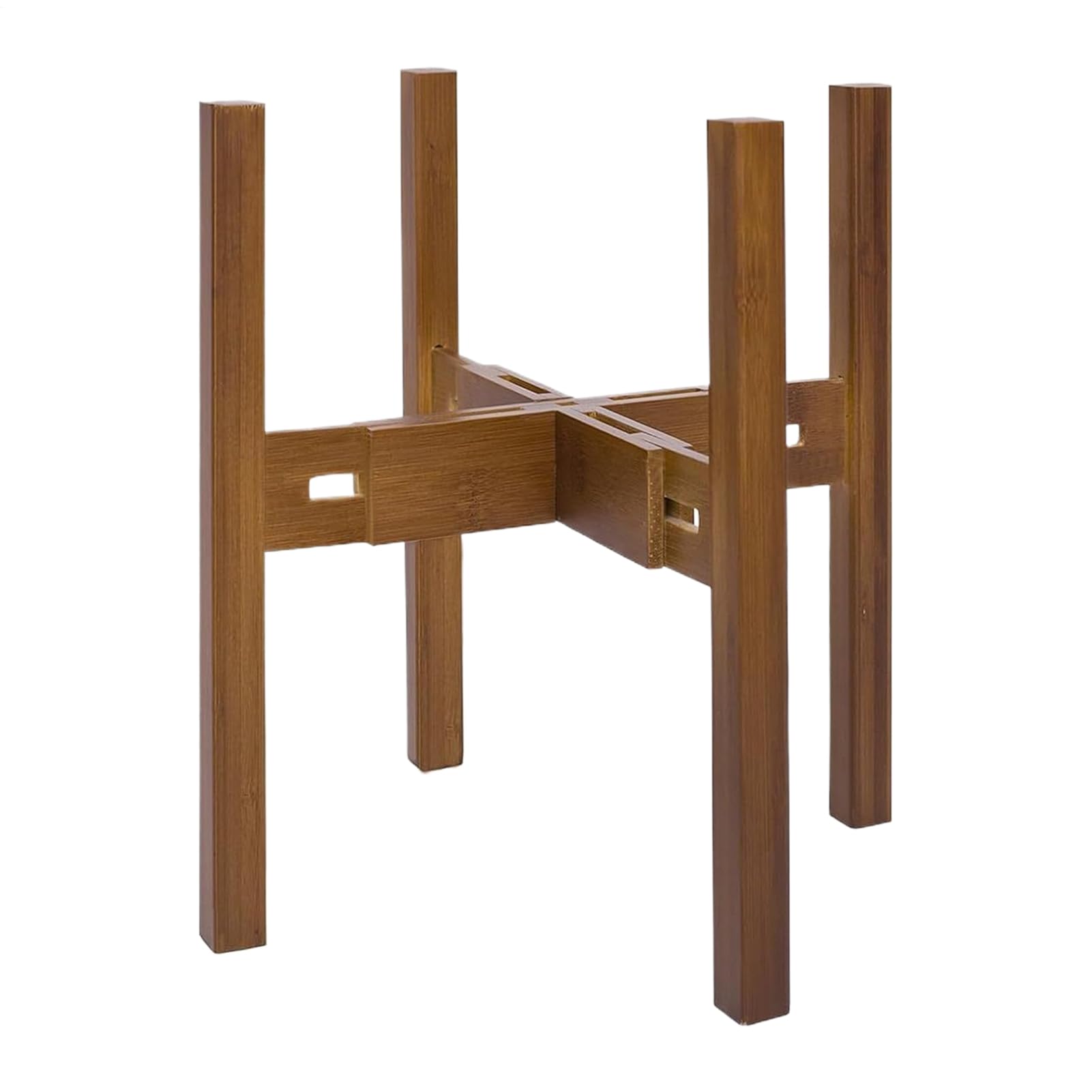 Plant Stand - Adjustable Width Wood Rack - Mid Century Modern Indoor Plant Stands | for Indoor Outdoor Living Room Home Corner Floor Patio Garden Balcony Decor, Fits 8 To 12 Inch Wide Planter Pots