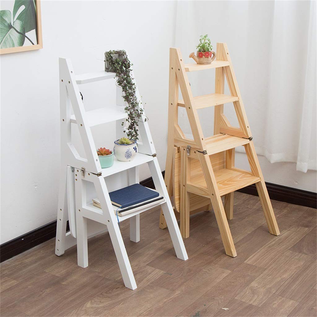 Scaletta 4 Gradini Convertibile Sedia Biblioteca Cucina Sgabello Pieghevole per Casa e Cucina, 440 libbre