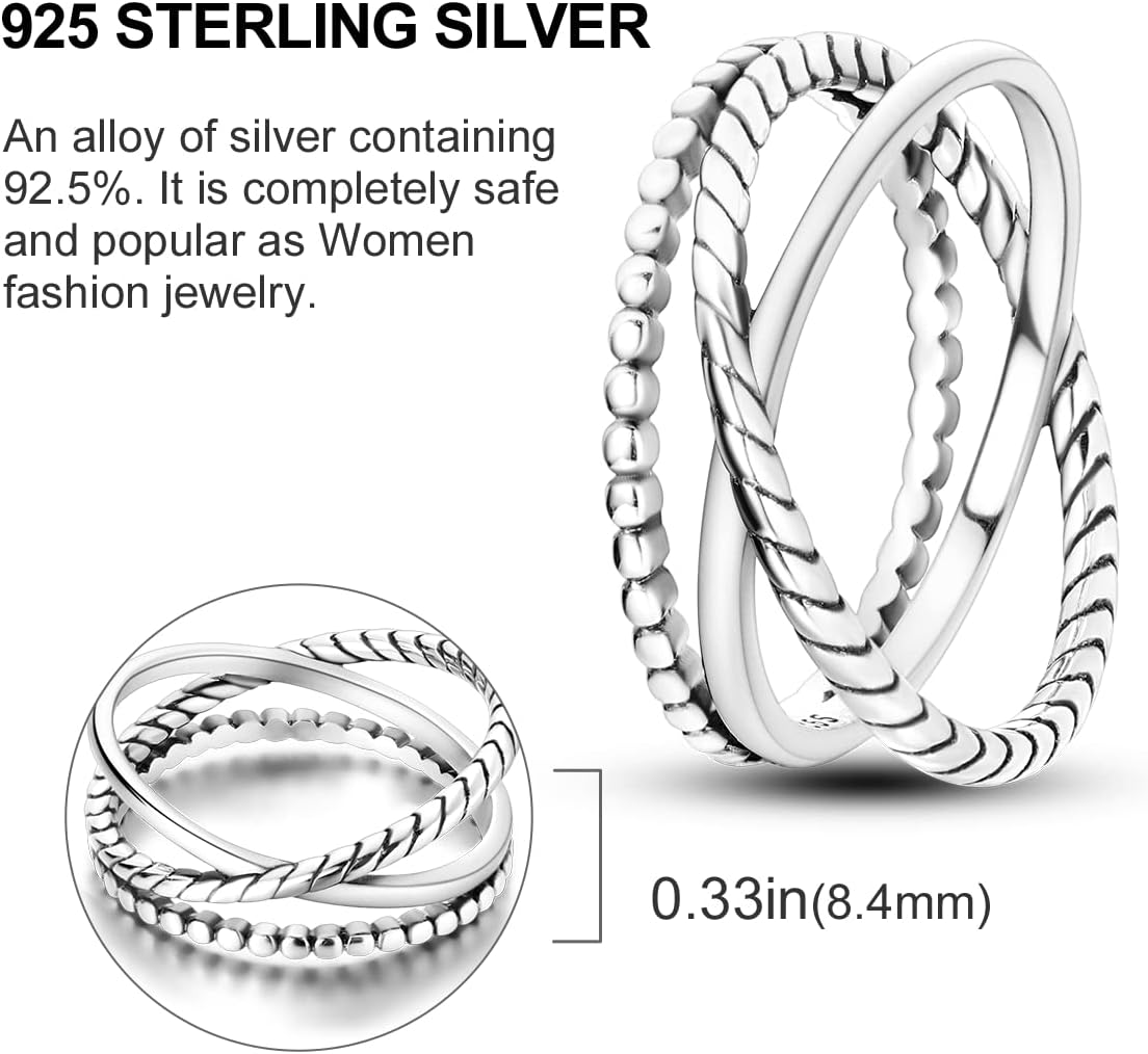 NARMO 925 Sterling Silver Women Rings Moon Star Ring Evil Eye Ring Colorful Cubic Zirconia Ring Stackable Vintage Rings Statement Rings for Women Size 6-9 - Image 4