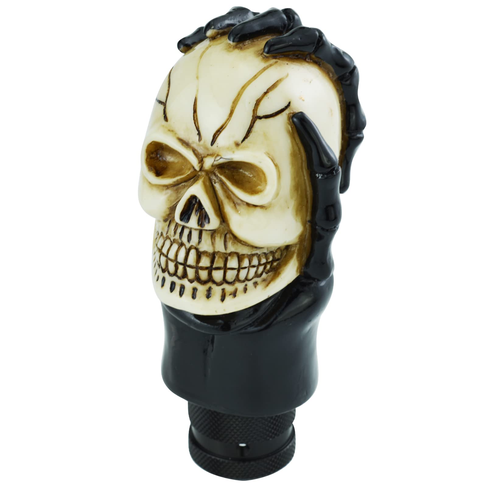 Temzzer Beige Skull Resin Transmission Gear Shifter Lever Knob Heavy Shiny Vehicle Stick Handle For Most Manual Automotive Vehicles (Beige)