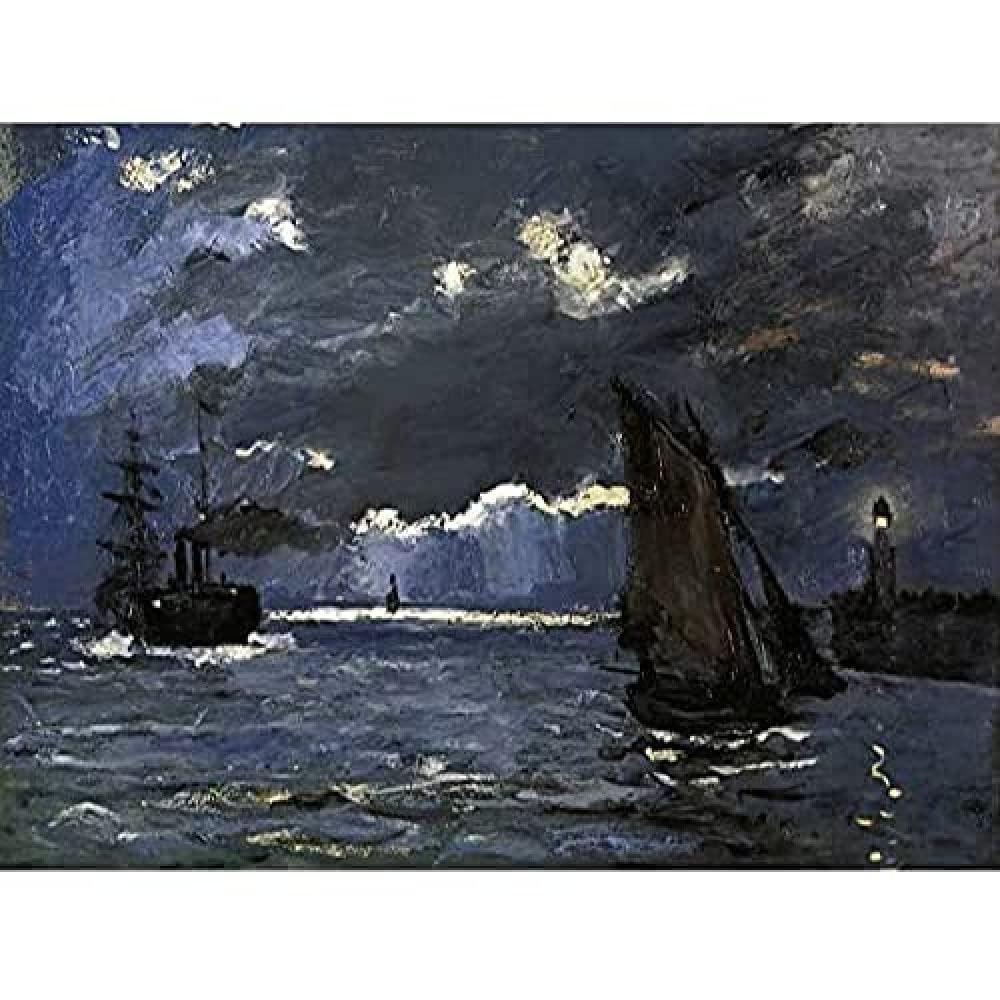 Claude Monet A Seascape Shipping By Moonlight Unframed Wall Art Print Poster Home Decor Premium