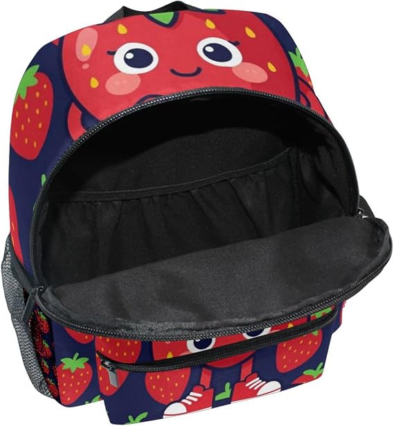 Navy Blue Strawberry kid girl backpacks for school leash books bag with name tag for 3-4 year old