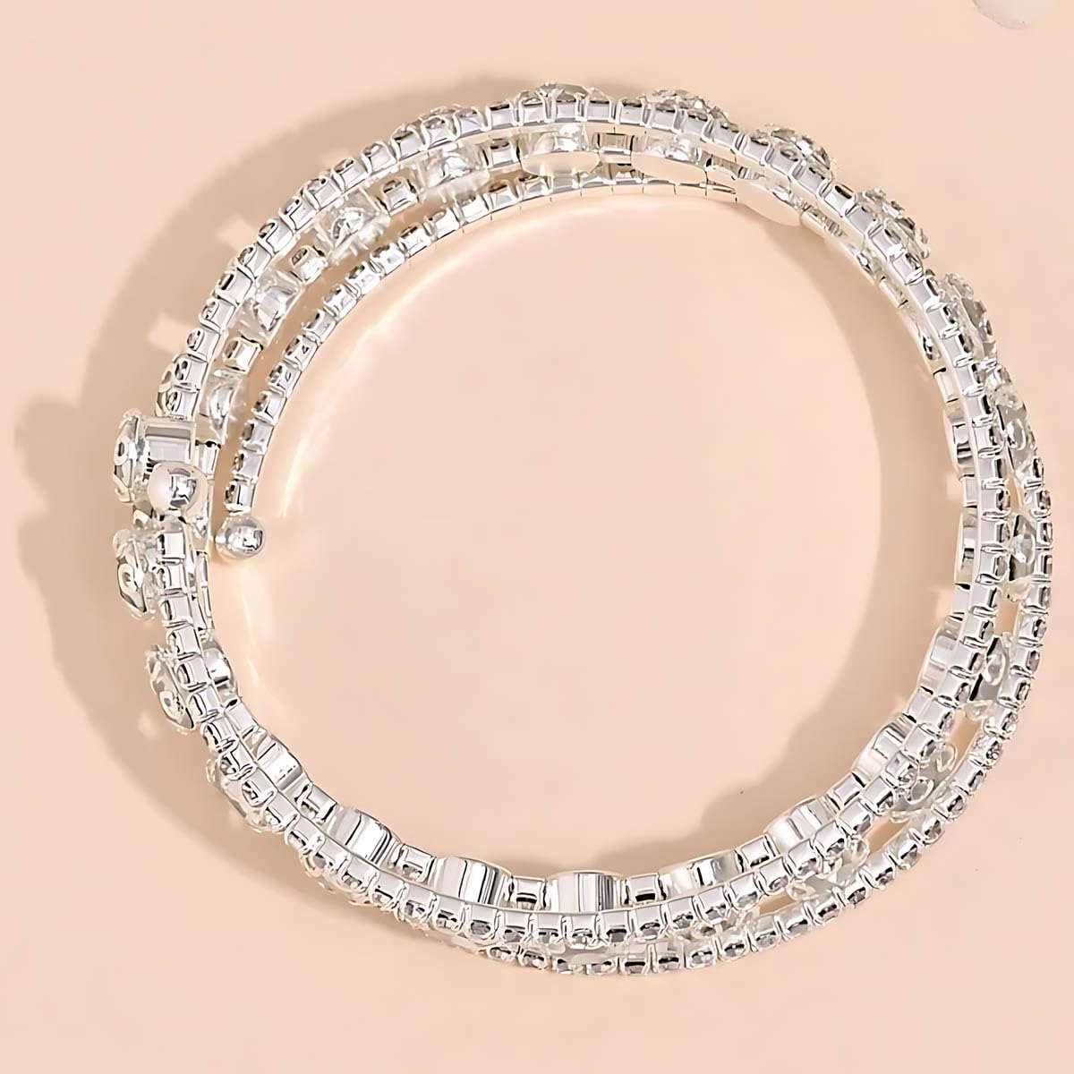 Bracciale da donna con cristalli, per matrimonio, aperto, elegante gioiello