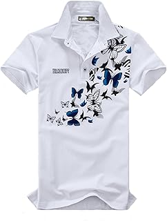 (メイク トゥ ビー) Make 2 Be メンズ 蝶柄 乱舞 ポロシャツ 和柄 半袖 カジュアル シャツ ゴルフ ウェア バタフライ MF02