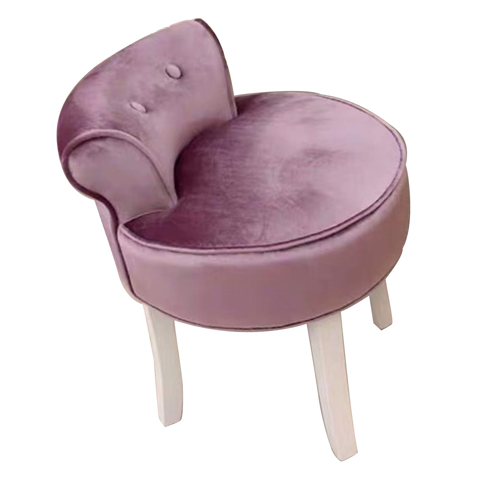 sdneNest Moderno taburete de tocador de maquillaje con respaldo bajo, banco acolchado con patas de madera de goma blanca, silla de esponja de alta elasticidad para dormitorio, elegante asiento de
