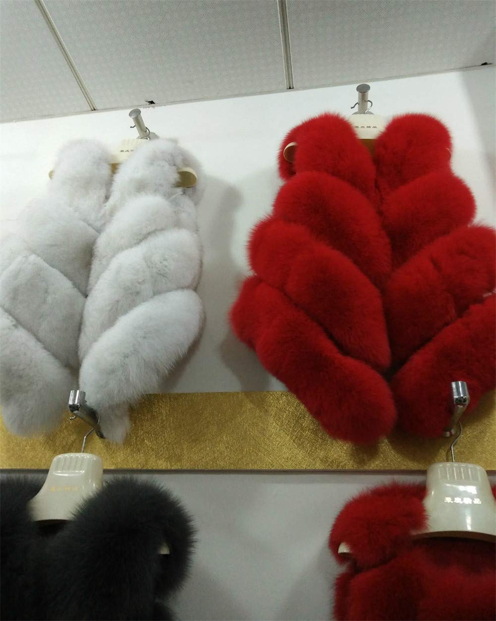 MISSMAO Femmes Manteaux pour Faux Fourrure Gilet Élégant sans Manches Long Gilet Chaud Manteau de Fourrure Fausse Fourrure Longue Fourrure Veste Hauts Outwear Veste d'Hive Rouge S