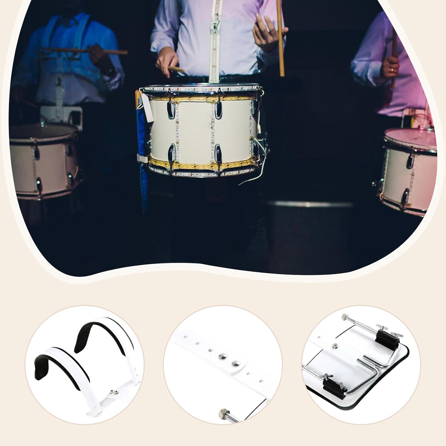 DYNWAVE Snare Drum Carrier Percussion Instrument Belt Attachment Adjustable Height Practical Aluminium Alloy Lightweight Accessory, for Small Drum