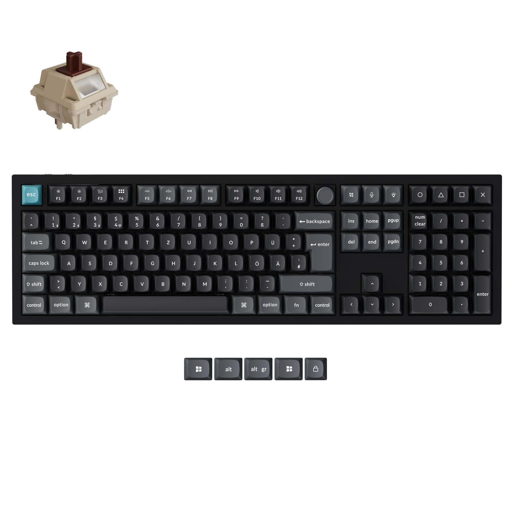 Keychron Q6 Ultra 8K Kabellose Mechanische Tastatur – 100% Vollformat, 8K Hz Abfragerate, ZMK Firmware, 660h Akku, Aluminiumgehäuse, Hot-Swap, RGB, für Mac/Windows (Brauner Schalter)