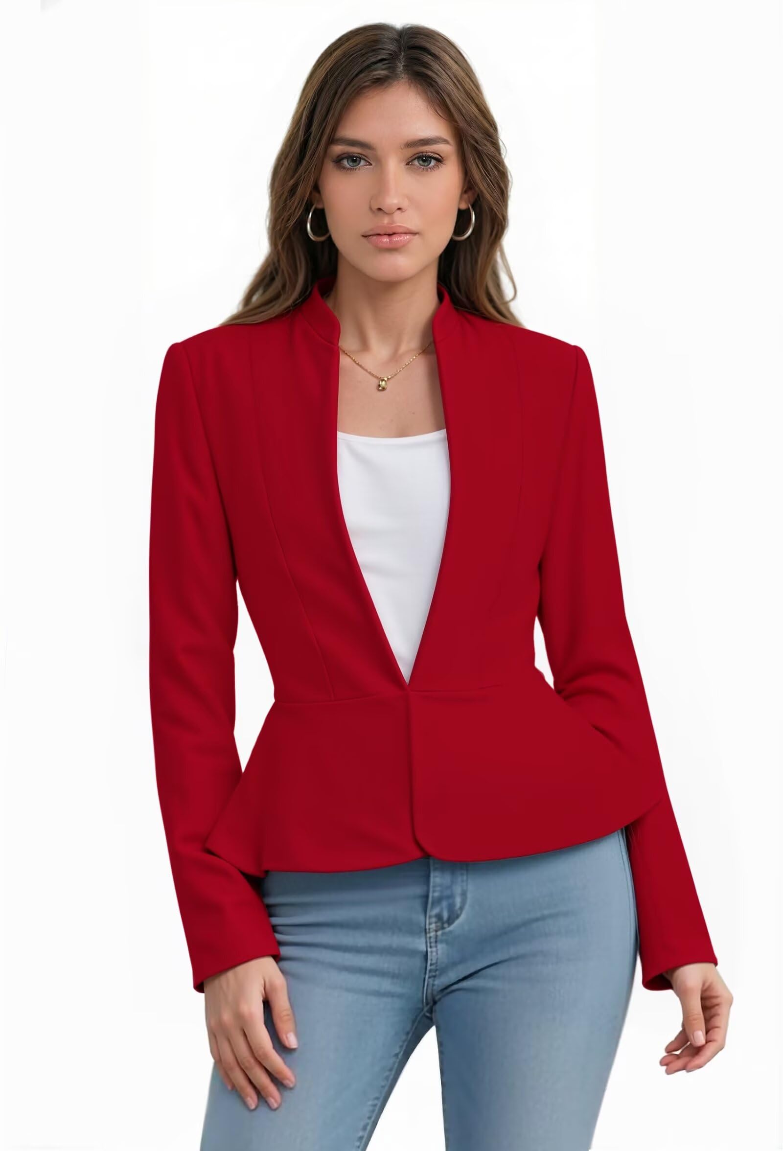 Hybrid & Company Womens Casual Elegant Work Office Nylon Ponte Blazer Jacket