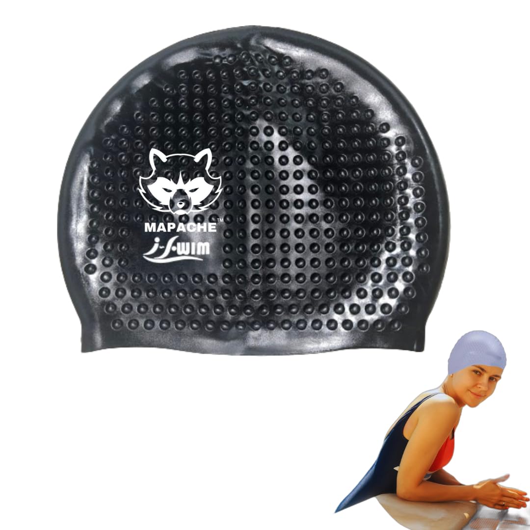 Mapache Swim Bubble Swimming Cap for Adults I Breathable Fabric with Ear Protector I Silicone Swimming Cap I Best for Short and Long Hairs I Water Resistant I Swimming Cap Color (Panther Black) (B0D1DHWXY8) Amazon Price History, Amazon Price Tracker