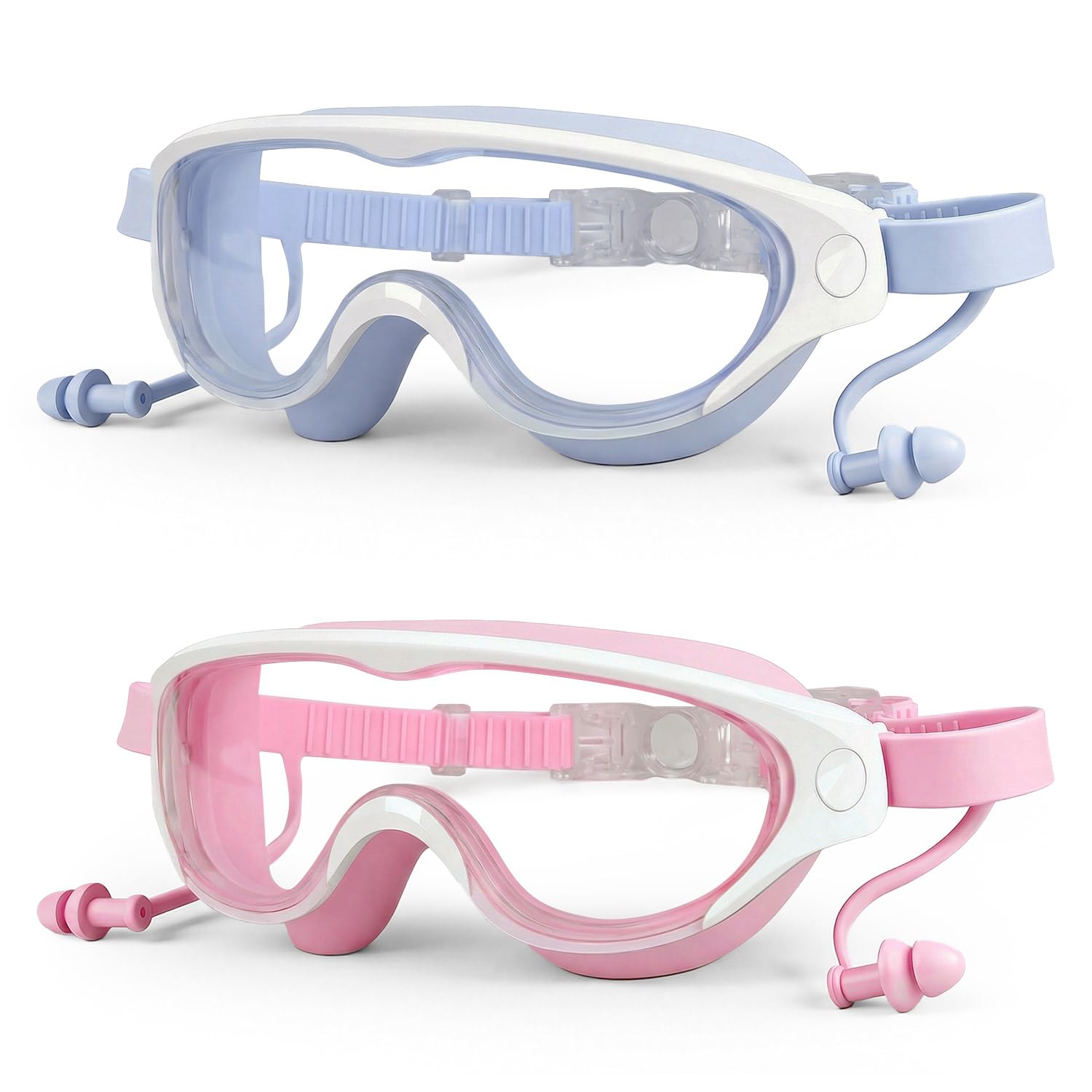 Zoomsnail Lunettes de Piscine Enfant 2 Pack, Design Semi-Cadre, Vision Panoramique Anti-Buée, Silicone Confort Étanche, Sangle Réglable, pour Filles et Garçons 3-15 Ans