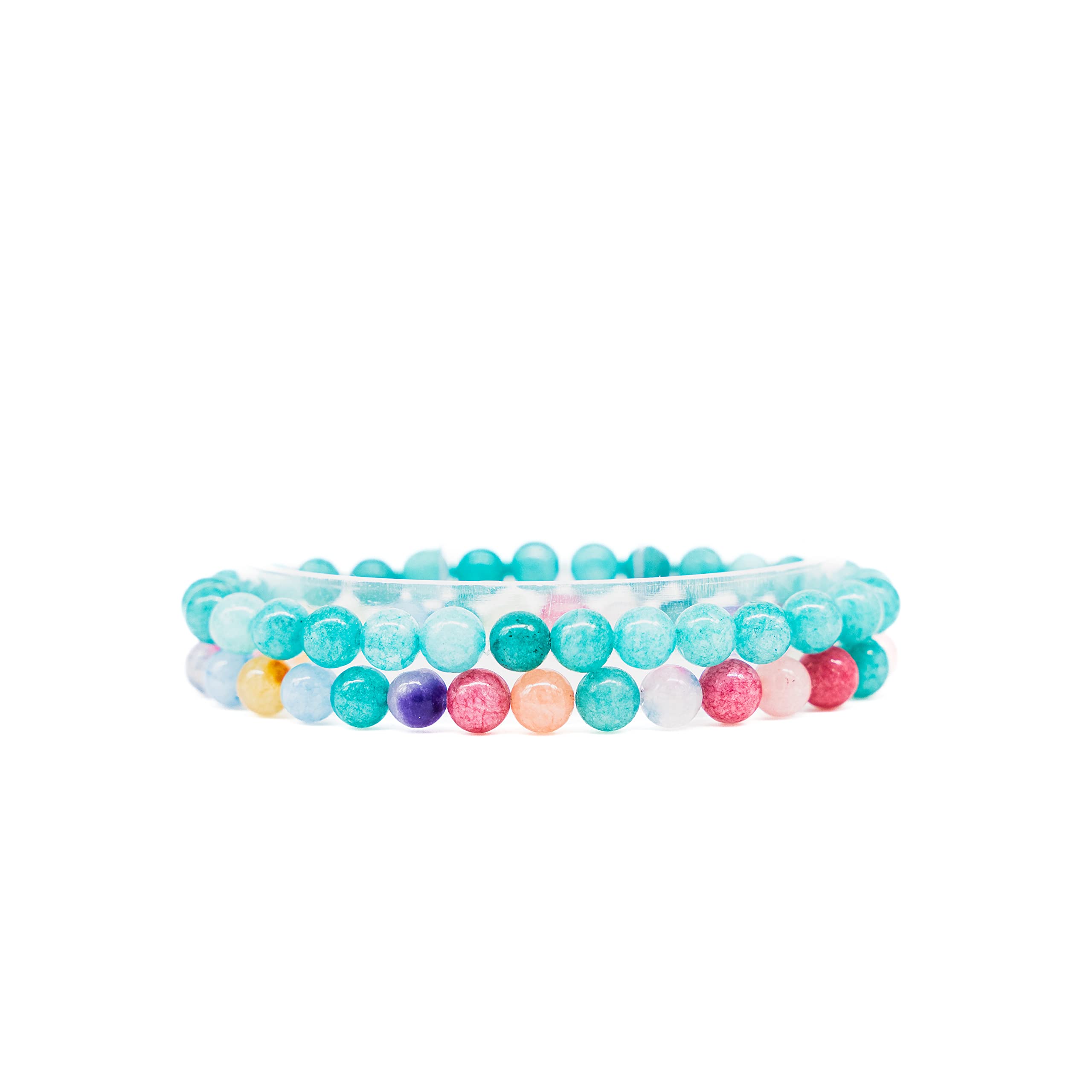 Made by Nami Chakra Yoga Armband 2er Set Damen & Herren - 6mm Perlen-Armband aus dem Zen-Buddhismus für Familie und Freunde - Tantrische-Schutzwirkung, Glücksbringer, Talisman (Türkis & Multi)