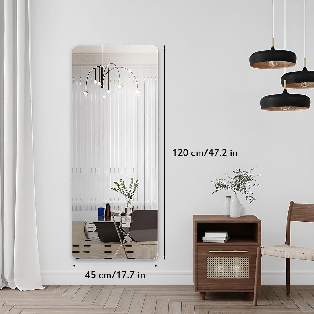 Specchio Adesivo da Parete Flessibile 120x45cm 2 Pezzi, Sicuro e Infrangibile per Palestra in Casa, Camera da Letto, Soggiorno