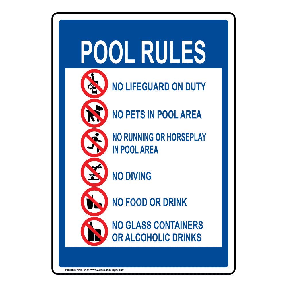 ComplianceSigns.com Pool Rules Label Decal, 20x14 in. Vinyl for Recreation