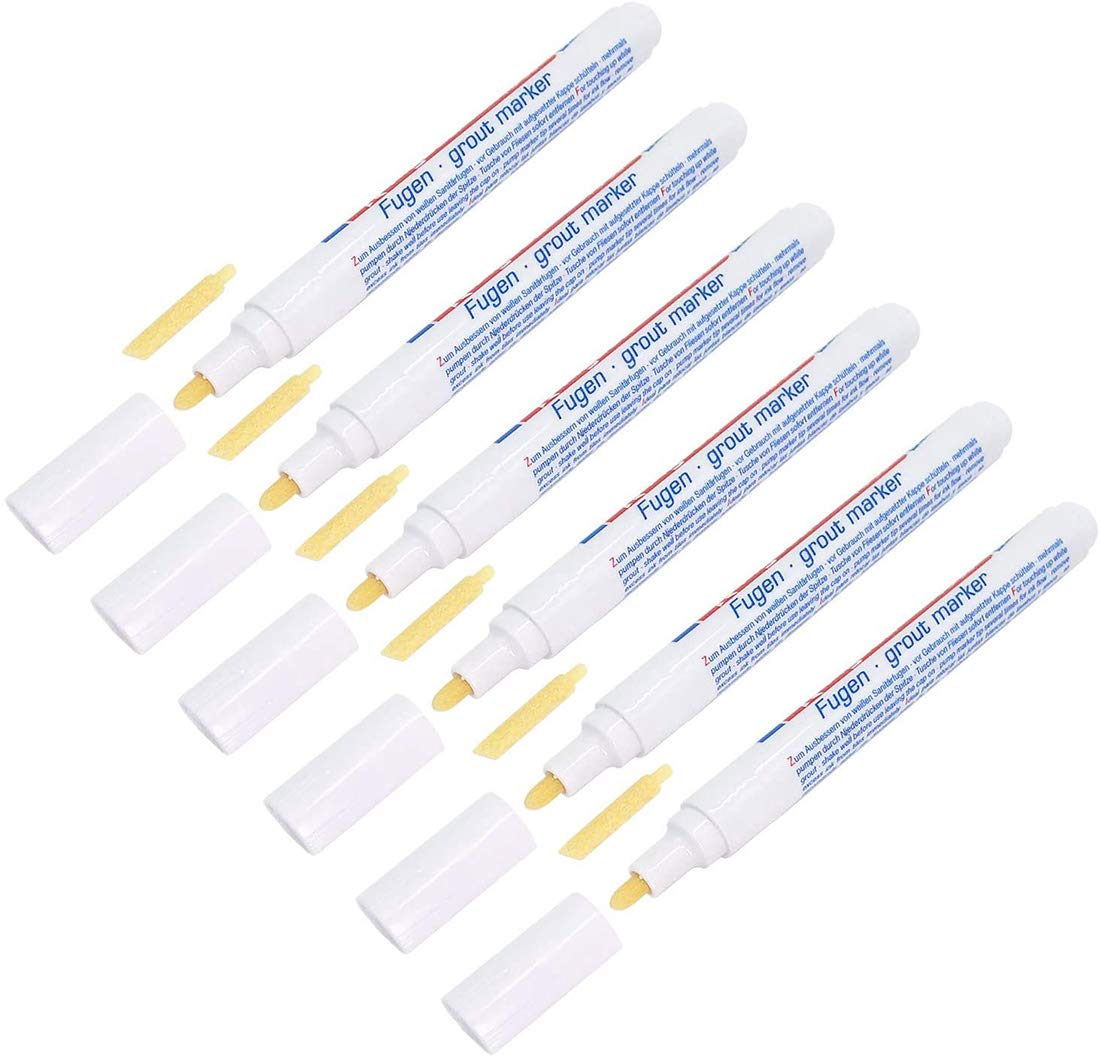 Starthi 6 PCS Tile Grout pens White Grout Cleaner Tools Water Based Ink