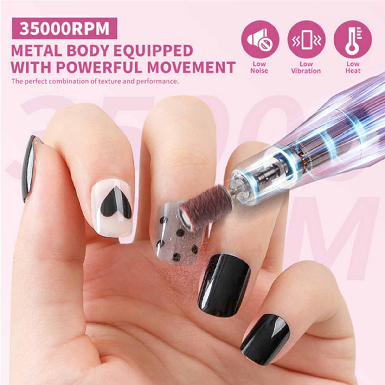 35000 obr./pm Piftowanie paznokci USB, Penowanie Pióra Profesjonalnego Manicure Professional Manicure Remover z 5 wiertarkami i paznokci