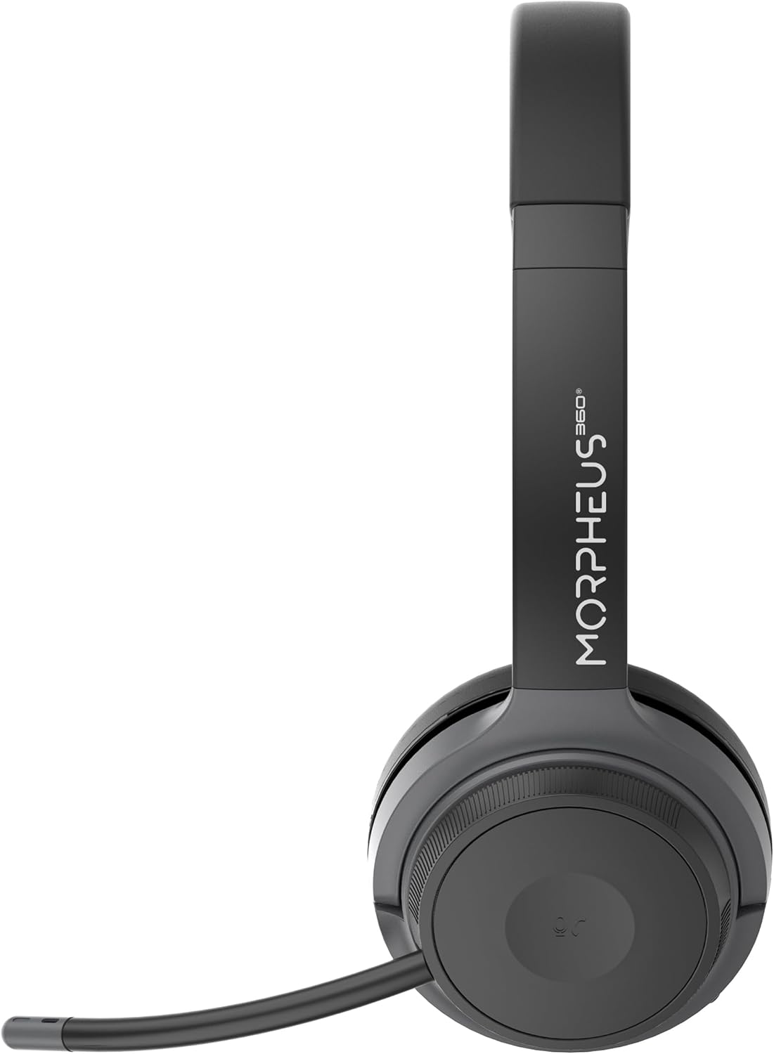 Right side of Morpheus 360 headset showing volume dial and USB-C port