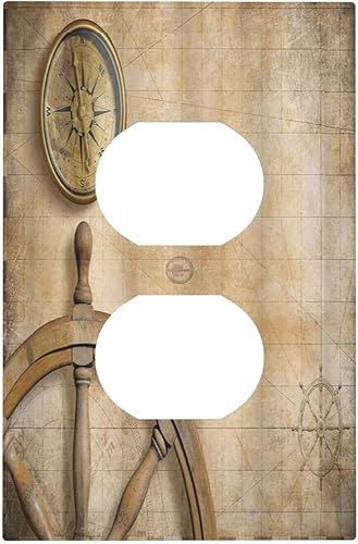 Vista 65 de Cubiertas decorativas de salida de estrella de mar playera, tablero de madera azul de concha de mar de 1 banda, decoración individual GFCI, placa