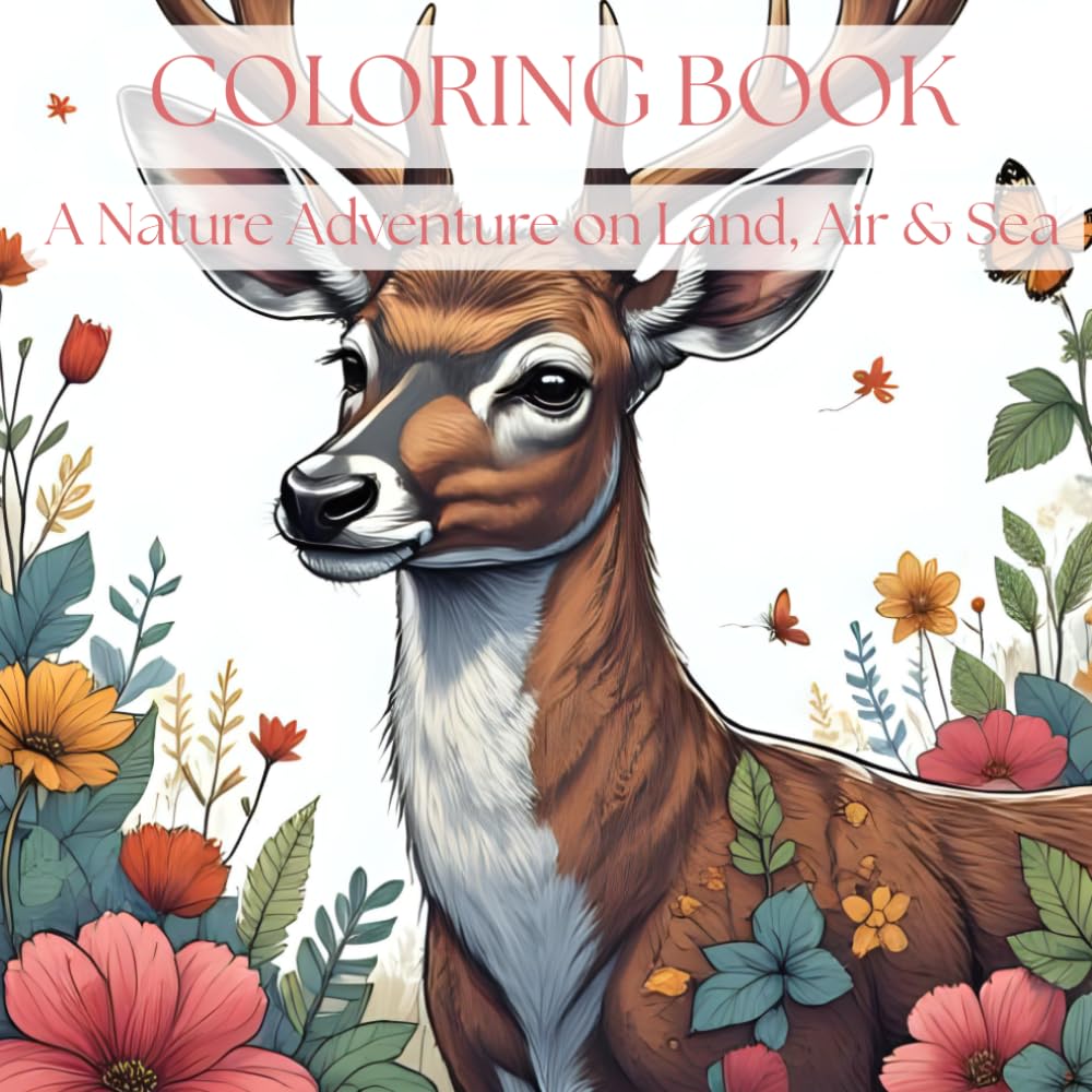 Everything Nature: Adult Coloring Book For Mind Clarity: A Nature Adventure on Land, Air and Sea