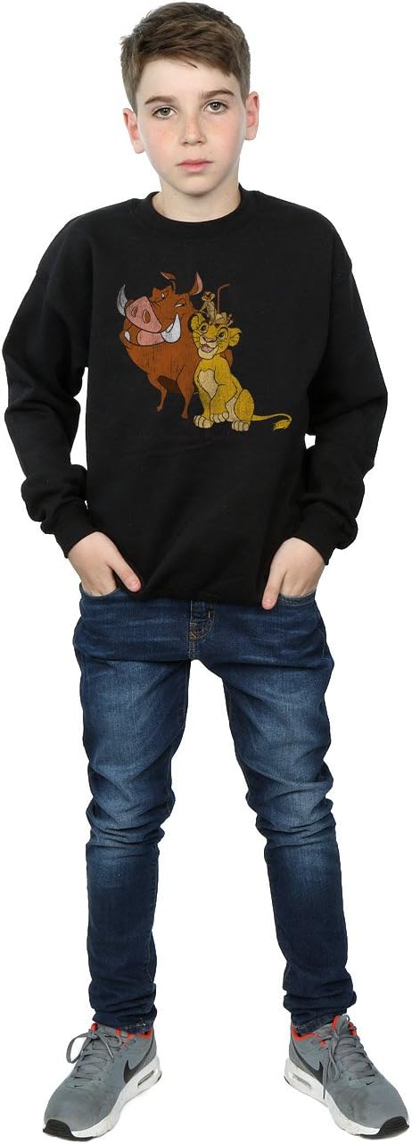 Disney Boys The Lion King Classic Simba, Timon and Pumbaa Sweatshirt 9-11 Years Black