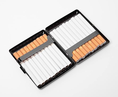 Miniatura 2 de Caja de cigarrillos de metal vintage clásicacaja de almacenamiento, puede contener 100's 20pcs (negro)