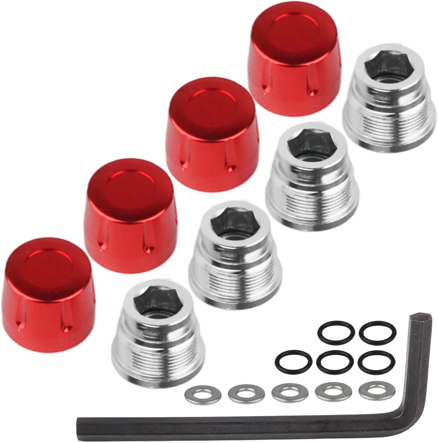 HobbyPark 1.9/2.2 Beadlock Wheel Nuts Locknuts – Aluminum Locking Nuts for 1/10 RC Crawler Car, Fits for TRX4 SCX10 SCX10 II III AXI Capra Redcat Gen8 Gen7 RC4WD & More (Red)
