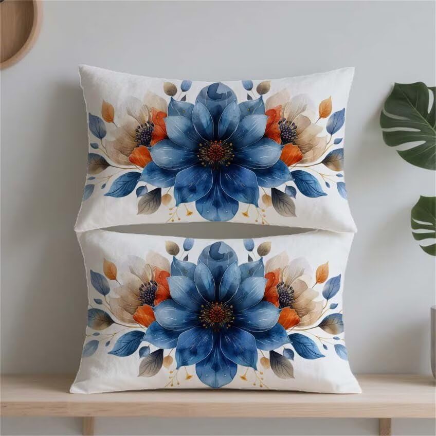Housse de coussin 80x100cm rectangulaire lin impermeable orange brulee - 2