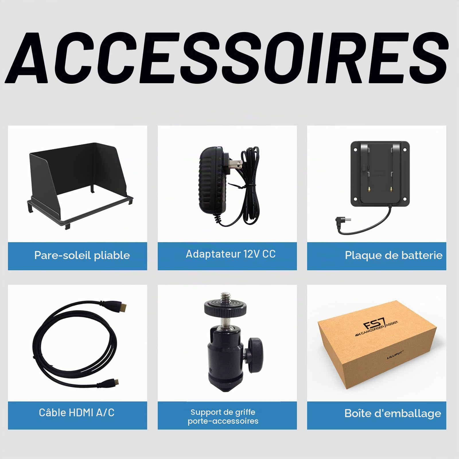 LILLIPUT FS7 7 pouces Caméra Field Monitor Full HD 1920x1200 IPS Caméra Monitor avec forme d'onde, Vectorscope & Histogramme, 4K HDMI & 3G-SDI Entrée/Sortie – DSLR Moniteur für Regisseure und Kamerale